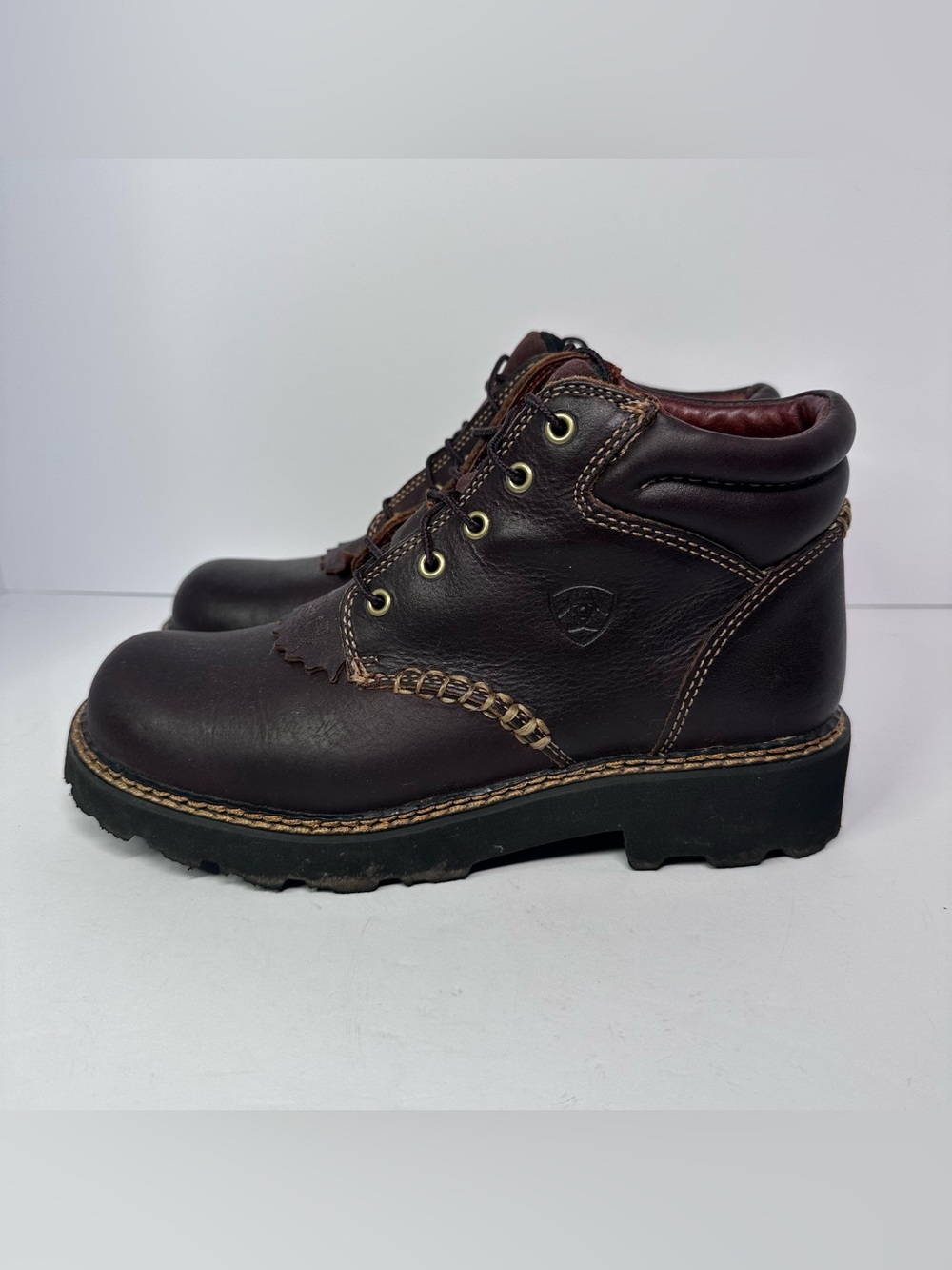 ARIAT Canyon Leather Work Boots Womens Size 9B Brown Leather 4LR Lace Up Western